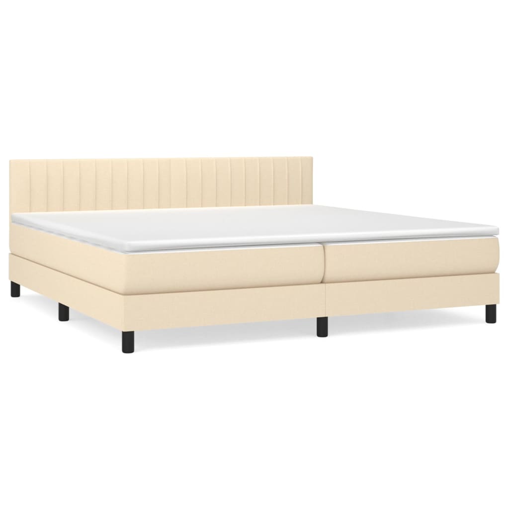 vidaXL Sommier à lattes de lit avec matelas Crème 200x200 cm Tissu