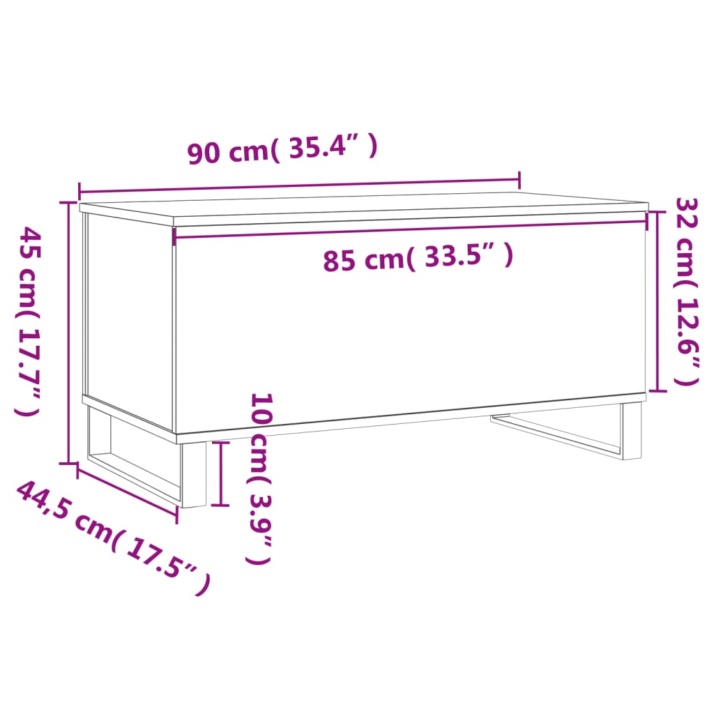 vidaXL Table basse Chêne fumé 90x44,5x45 cm Bois d'ingénierie