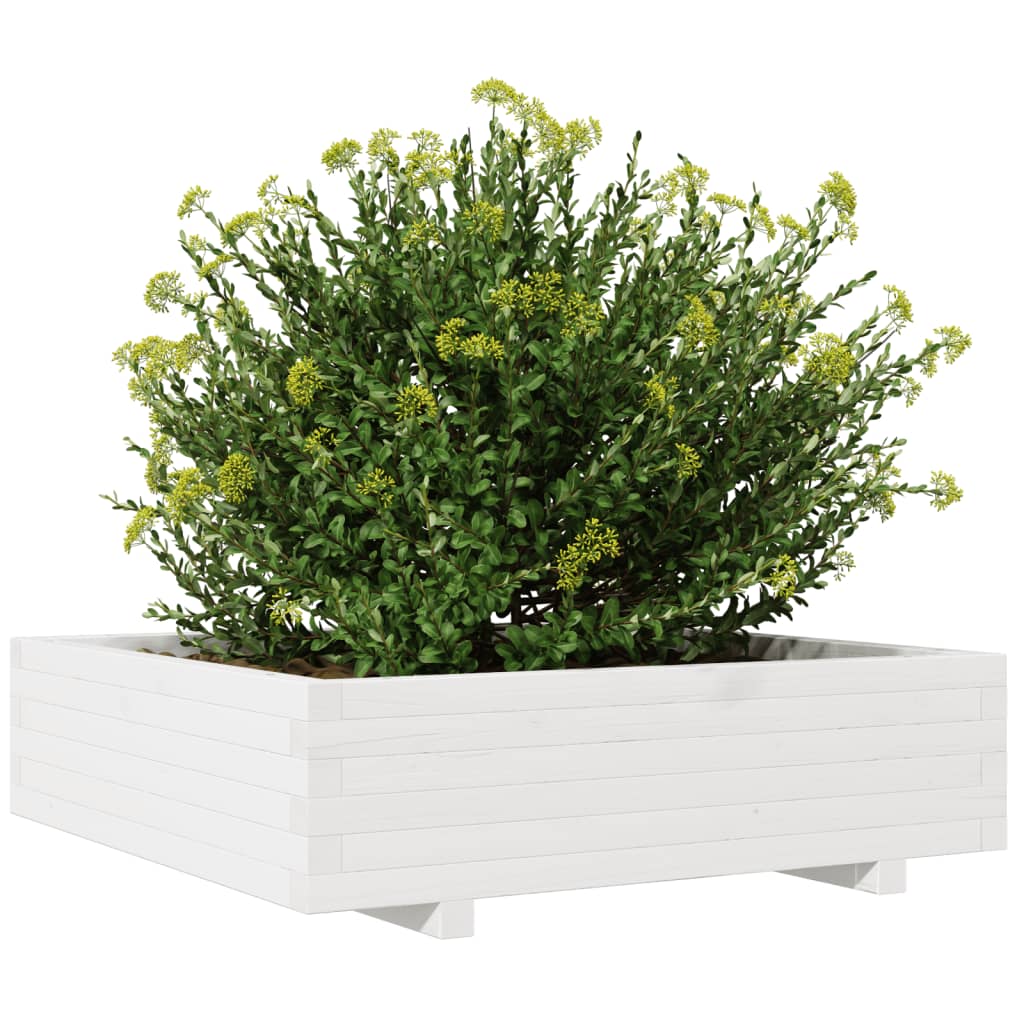 vidaXL Jardinière blanc 90x90x26,5 cm bois de pin massif