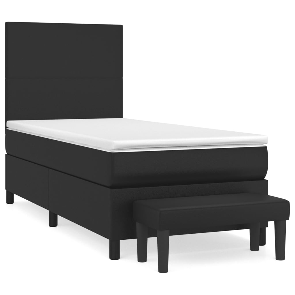 vidaXL Sommier à lattes de lit avec matelas Noir 90x190 cm Similicuir