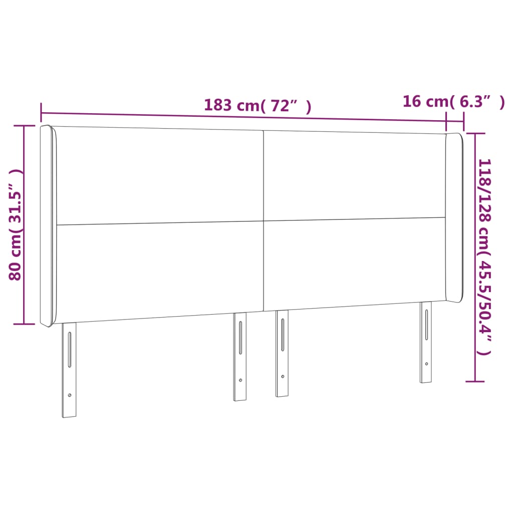 vidaXL Tête de lit à LED Blanc 183x16x118/128 cm Similicuir