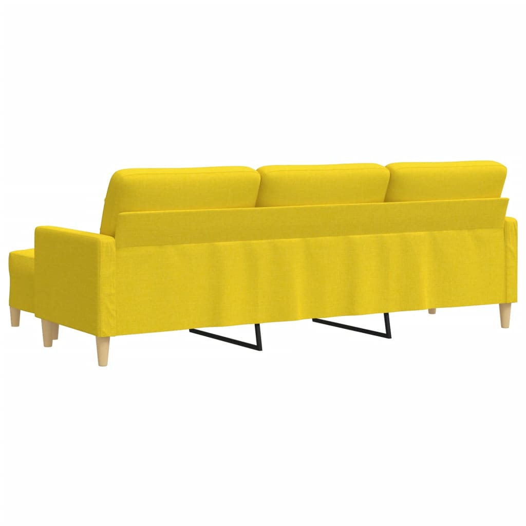 vidaXL Canapé à 3 places avec repose-pieds Jaune clair 210 cm Tissu