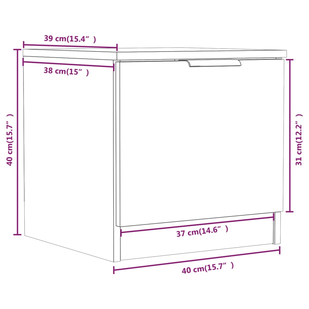 vidaXL Tables de chevet 2 pcs Gris béton 40x39x40 cm