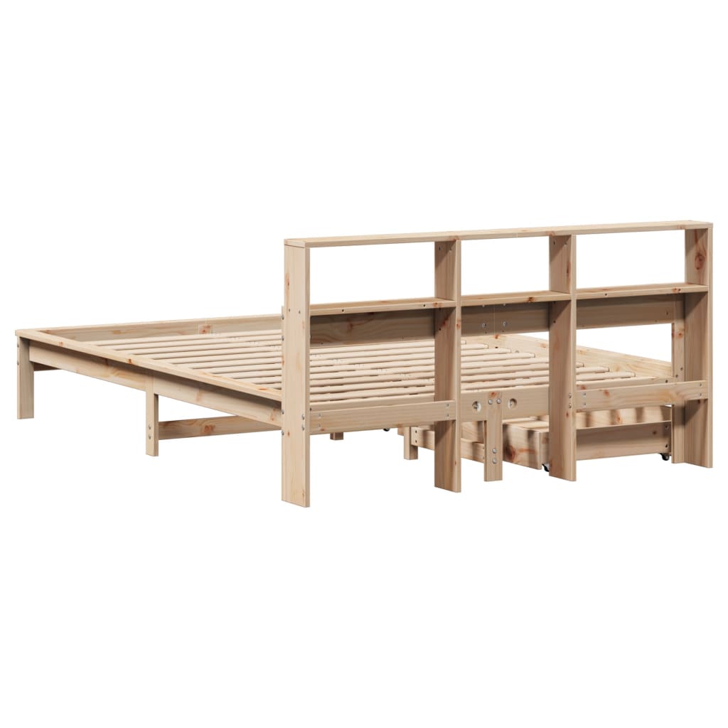 vidaXL Lit bibliothèque sans matelas 140x190 cm bois de pin massif