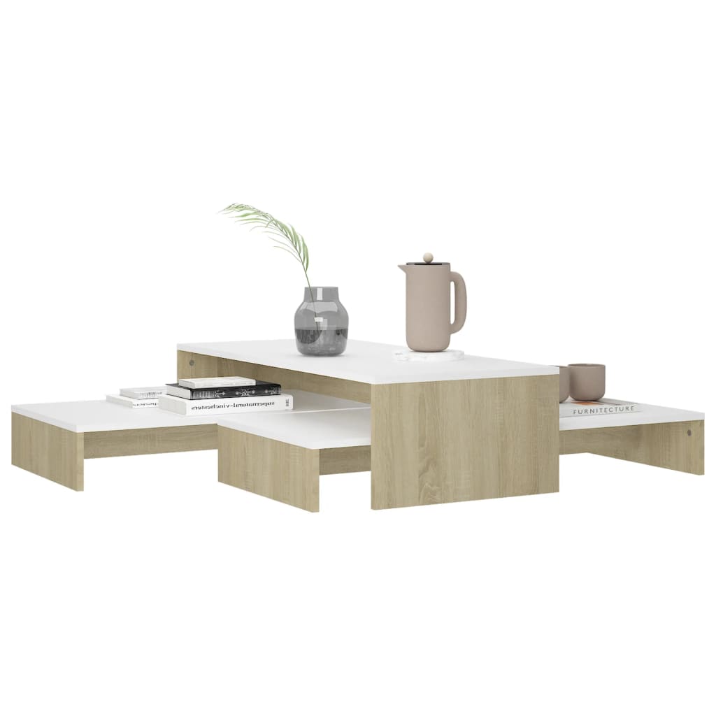 vidaXL Ensemble de tables basses gigognes Blanc chêne 100x100x26,5 cm