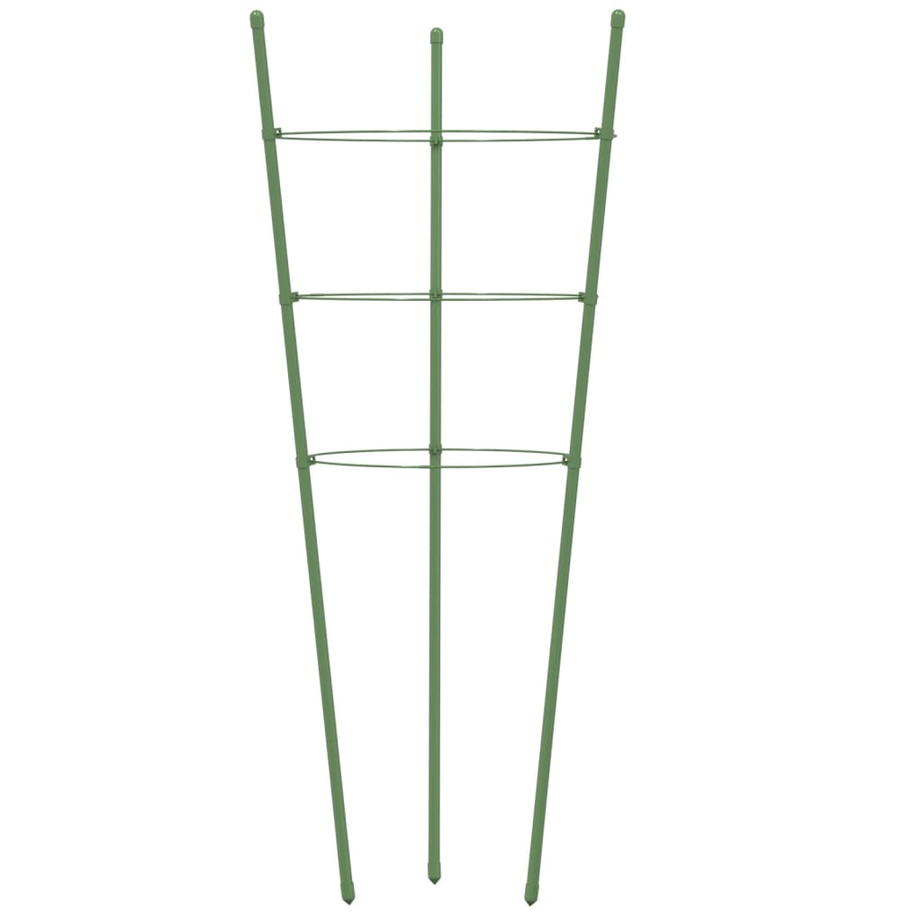 vidaXL Supports pour plantes de jardin 3 anneaux 5pcs Vert 60 cm Acier