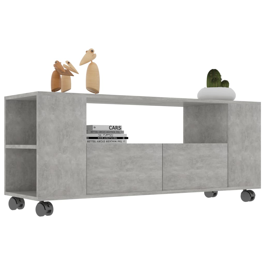 vidaXL Meuble TV Gris béton 120x35x48 cm Bois d'ingénierie