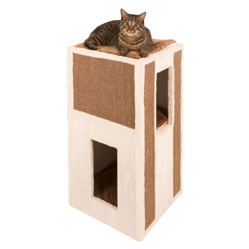 Kerbl Baril de grattage pour chats Galina 40x40x78 cm Blanc et marron