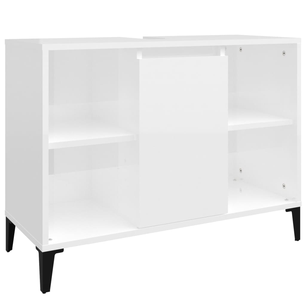 vidaXL Meuble d'évier blanc brillant 80x33x60 cm bois d'ingénierie