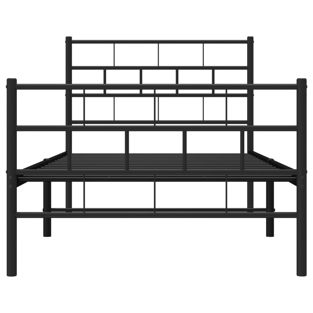 vidaXL Cadre de lit métal sans matelas et pied de lit noir 100x200 cm