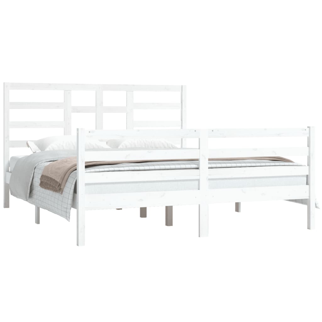 vidaXL Cadre de lit Blanc Bois massif 160x200 cm