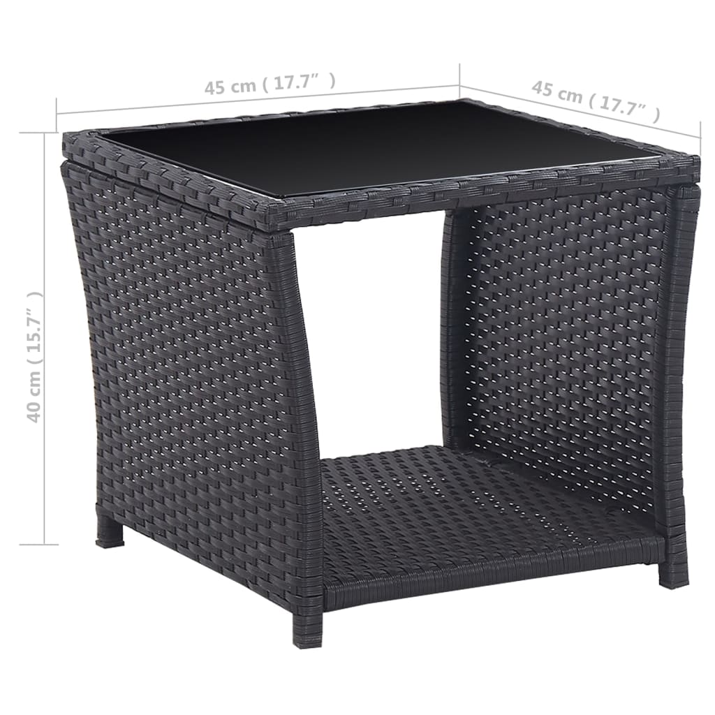 vidaXL Ensemble de bistro 3 pcs avec coussins Résine tressée Noir