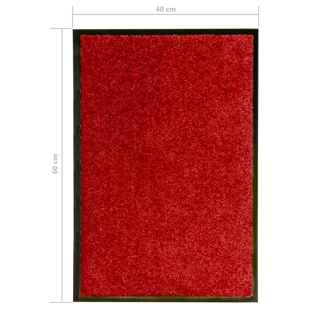 vidaXL Paillasson lavable Rouge 40x60 cm