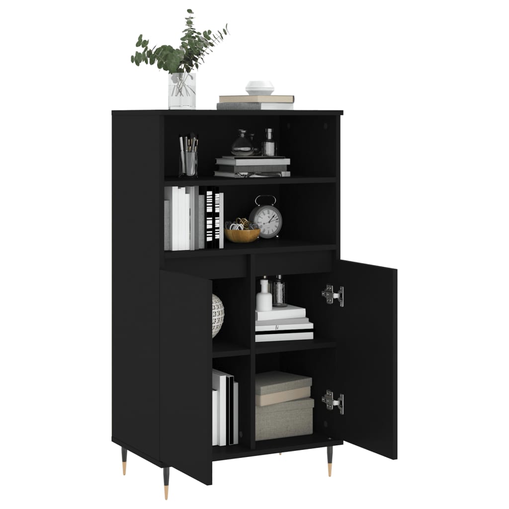 vidaXL Buffet haut Noir 60x36x110 cm Bois d'ingénierie