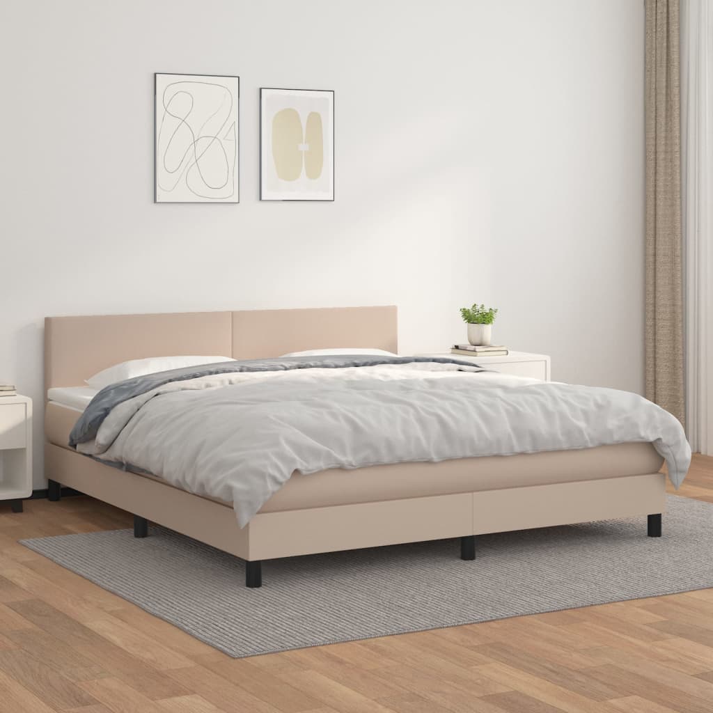 vidaXL Sommier à lattes de lit avec matelas Cappuccino 180x200 cm