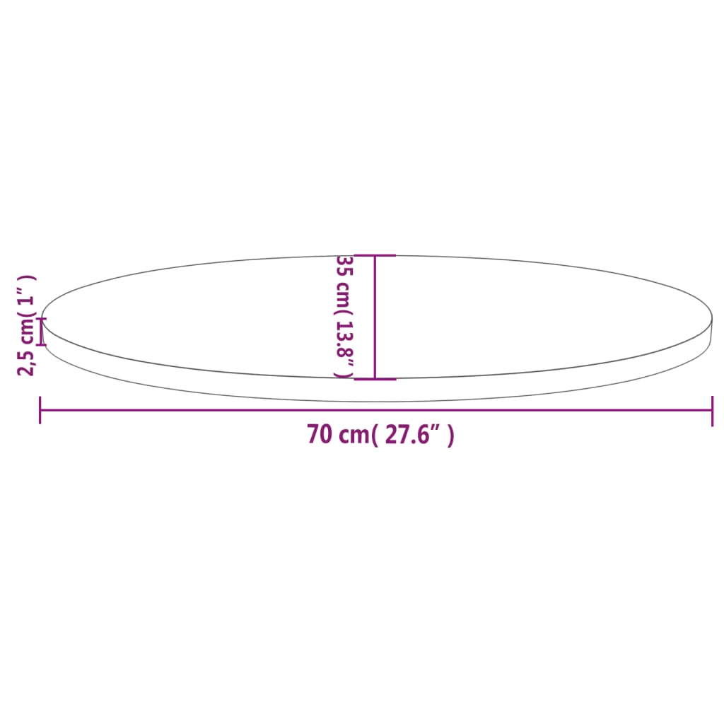 vidaXL Dessus de table 70x35x2,5 cm bois de pin massif ovale