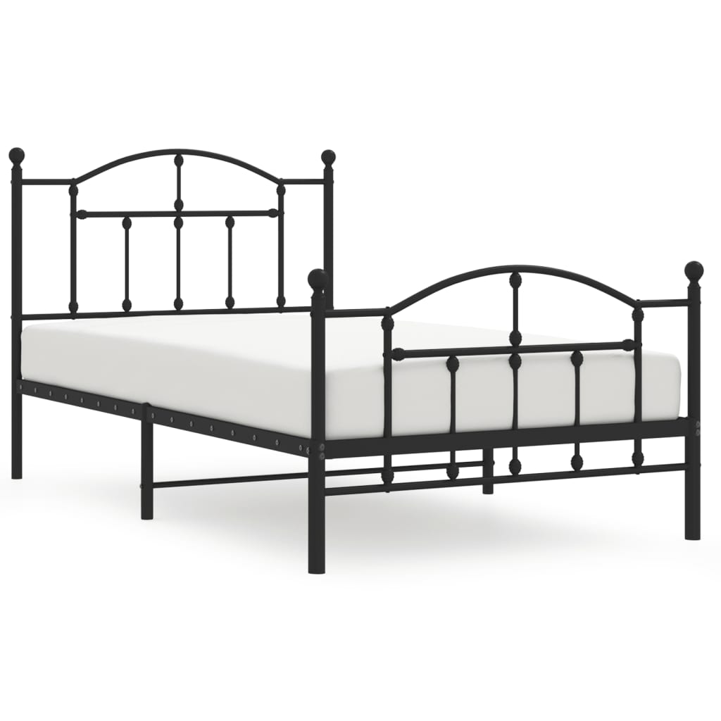 vidaXL Cadre de lit métal sans matelas avec pied de lit noir 100x190cm