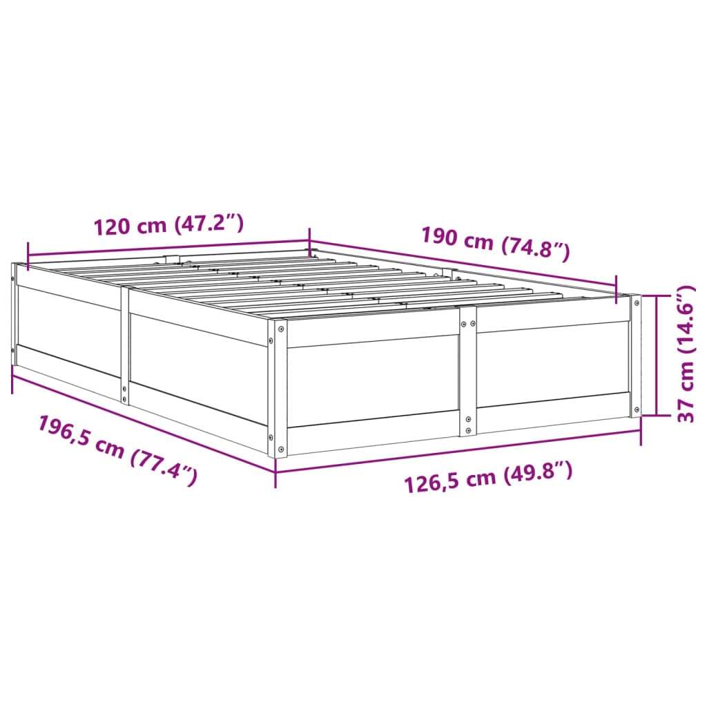 vidaXL Cadre de lit sans matelas 120x190 cm bois de pin massif