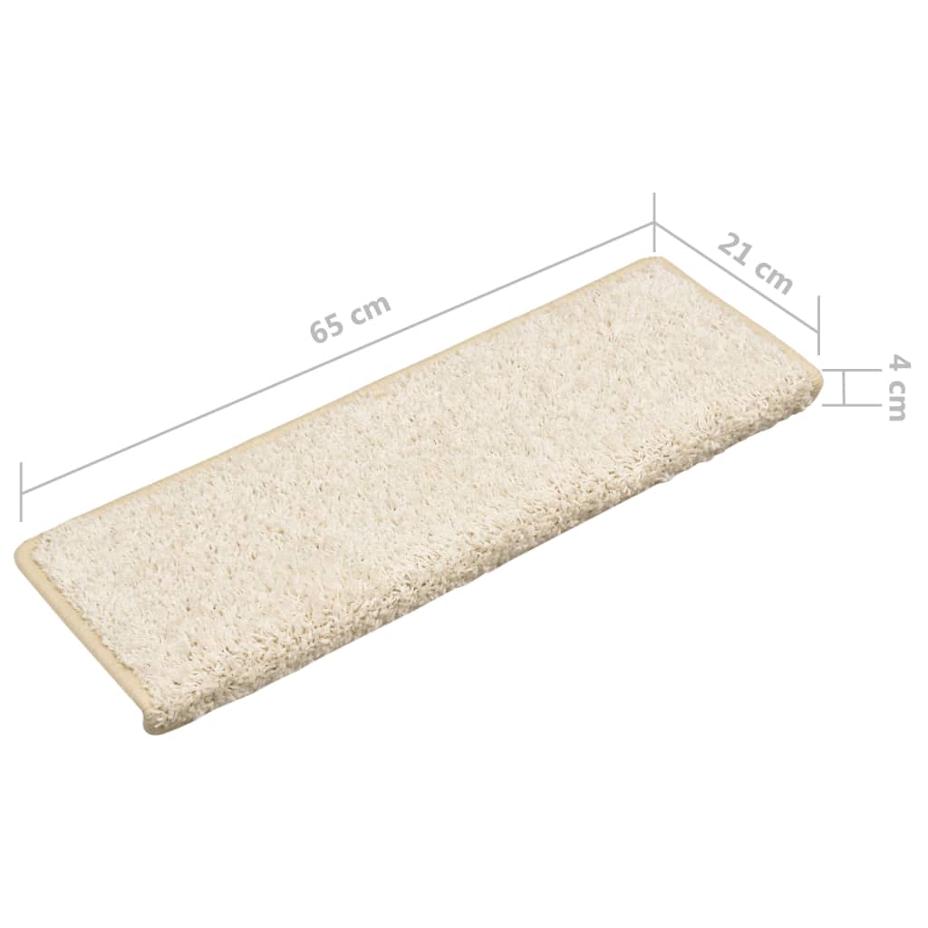 vidaXL Tapis d'escalier 15 pcs 65x21x4 cm Blanc