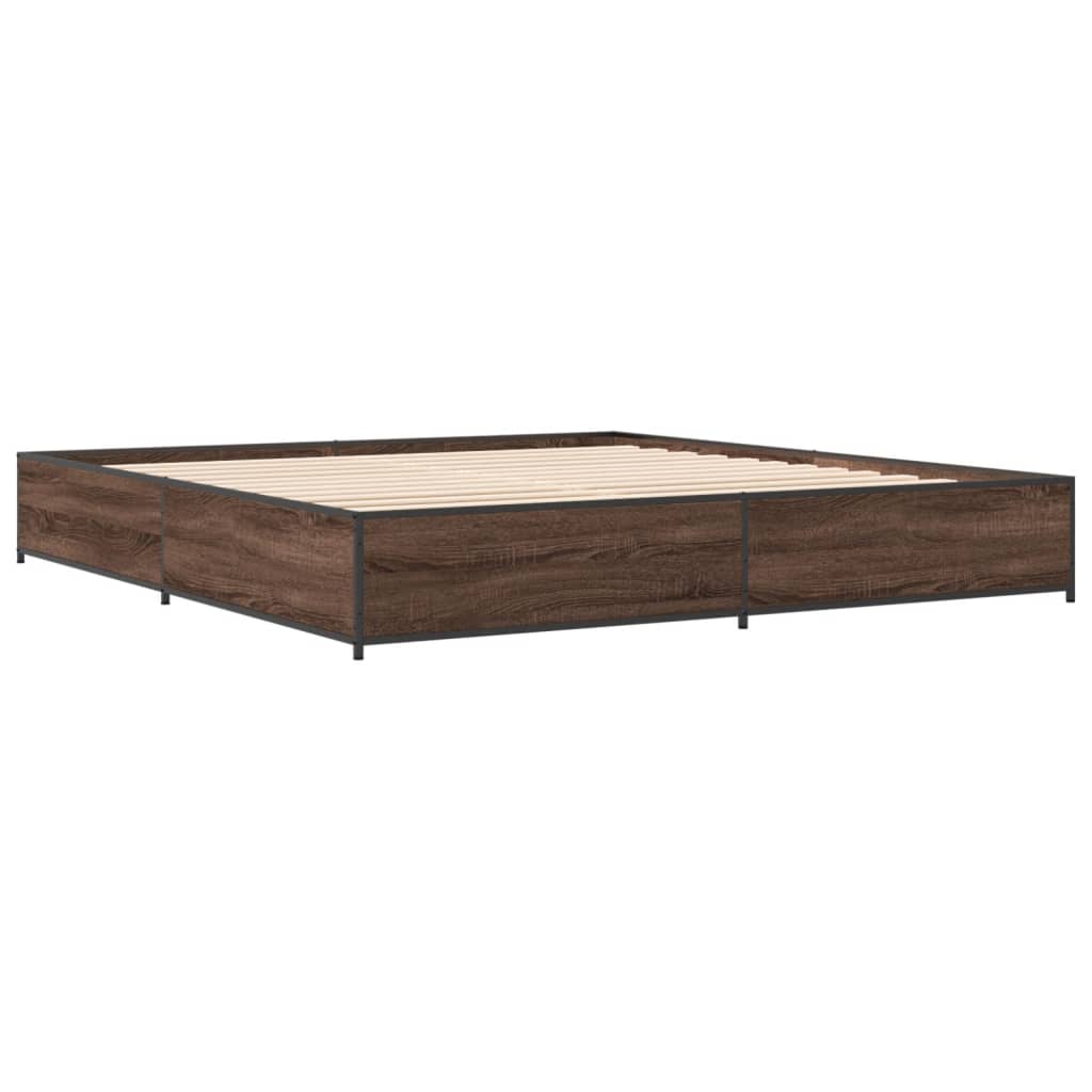 vidaXL Cadre de lit chêne marron 180x200 cm bois d'ingénierie et métal