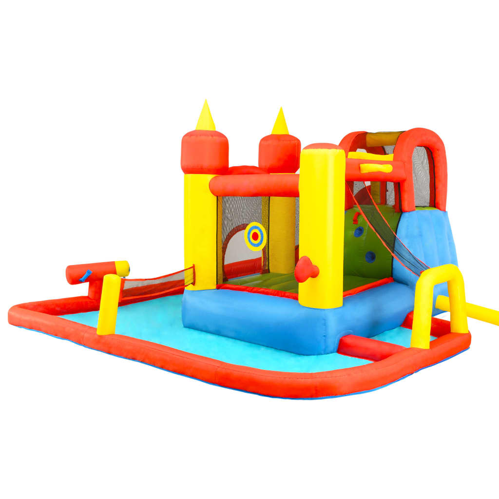 Happy Hop Château gonflable avec toboggan et piscine 410x385x220cm PVC