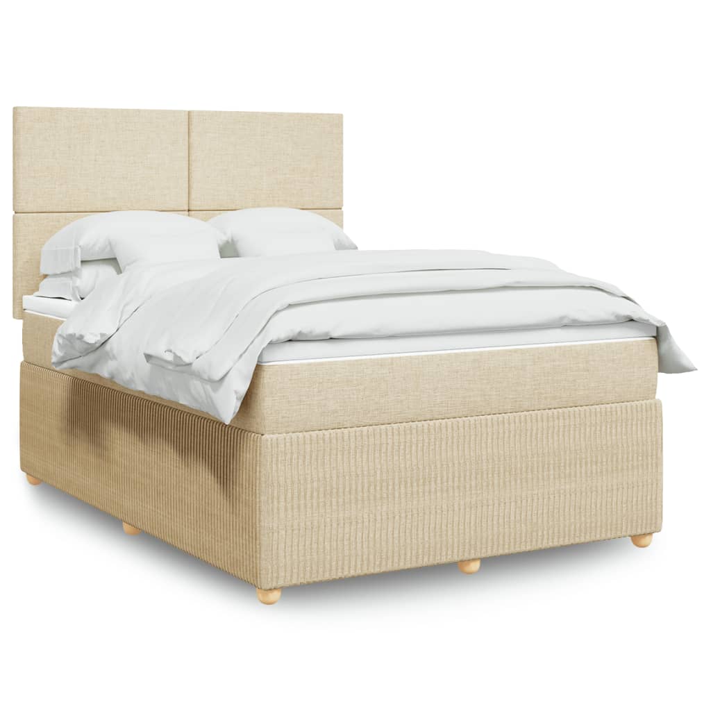 vidaXL Sommier à lattes de lit avec matelas Crème 140x190 cm Tissu