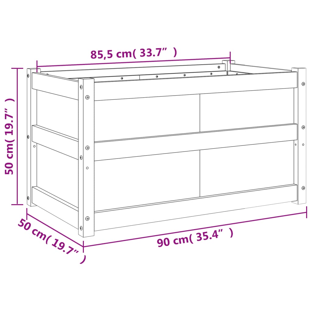 vidaXL Jardinière cire marron 90x50x50 cm bois de pin massif