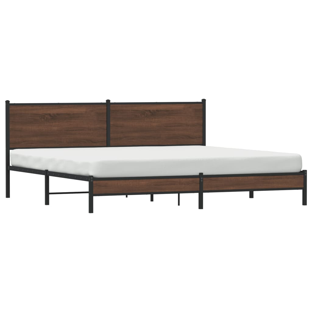 vidaXL Cadre de lit en métal sans matelas chêne marron 200x200 cm