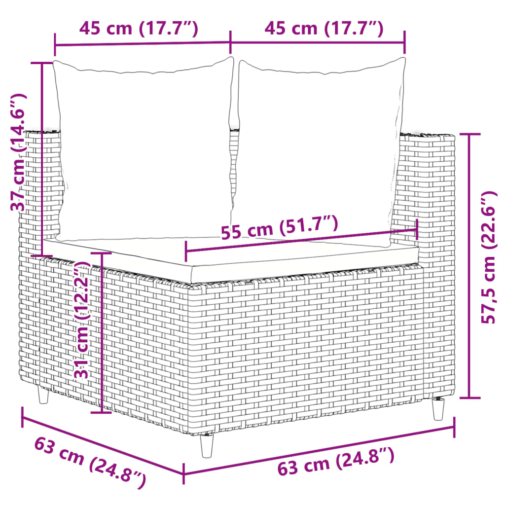 vidaXL Salon de jardin avec coussins 7 pcs gris résine tressée