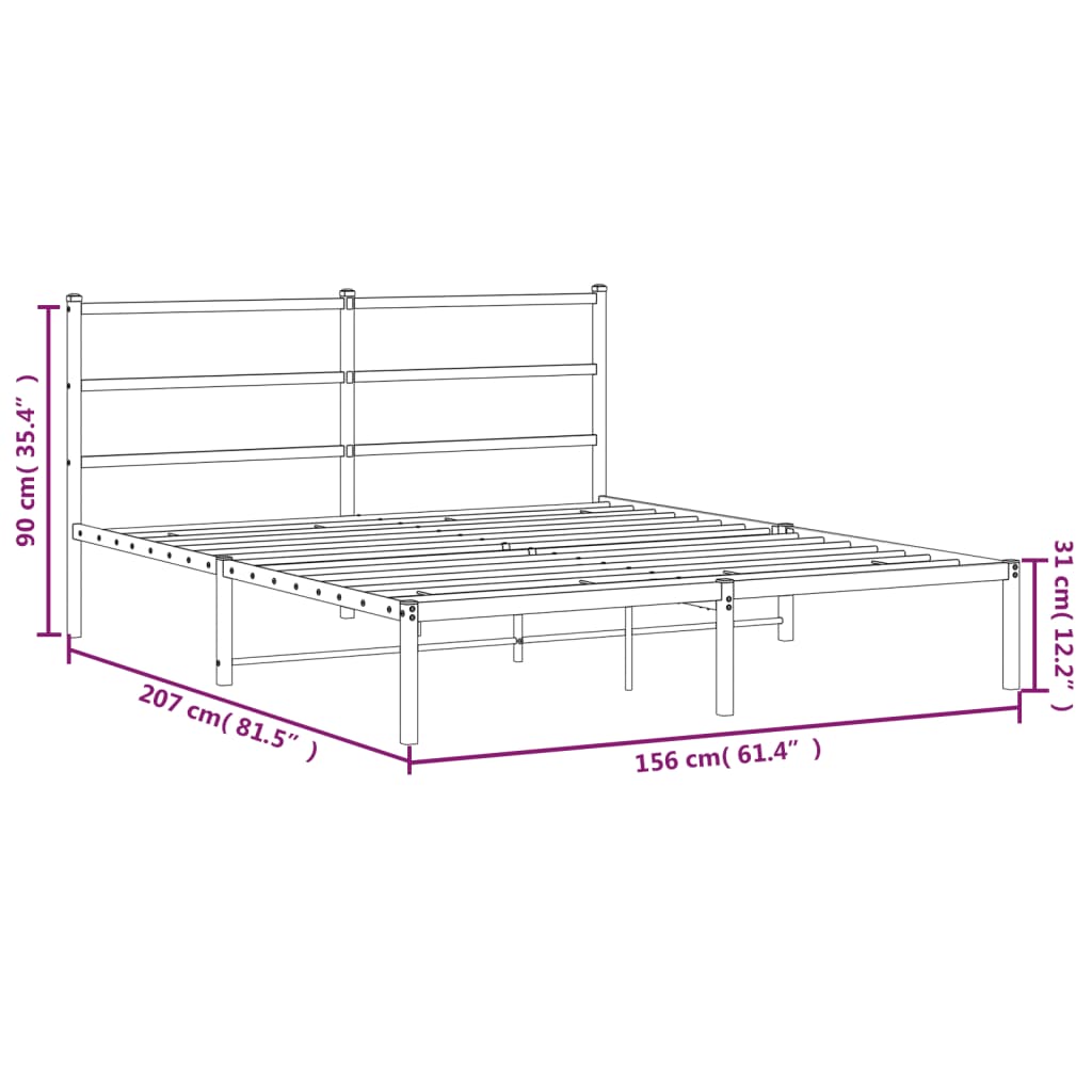 vidaXL Cadre de lit métal sans matelas et tête de lit blanc 150x200 cm