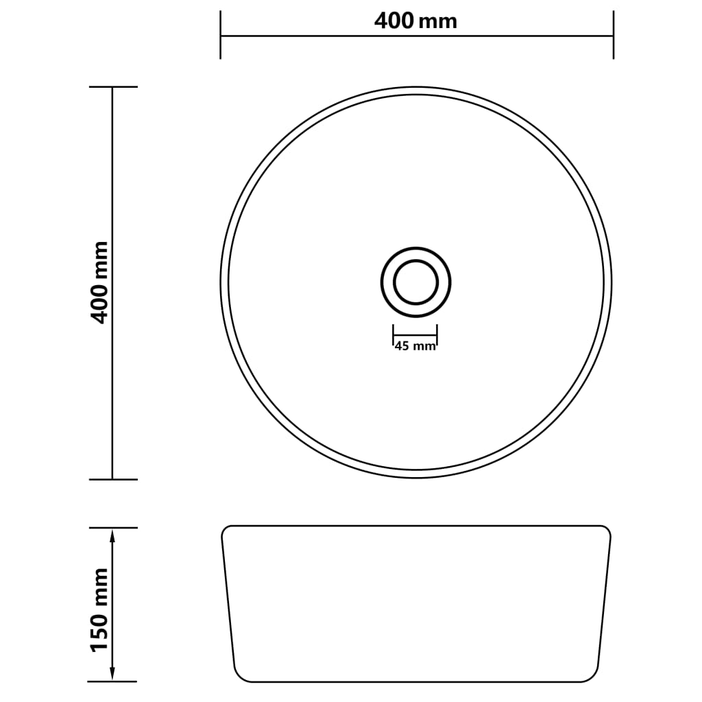 vidaXL Lavabo rond de luxe Gris foncé mat 40x15 cm Céramique