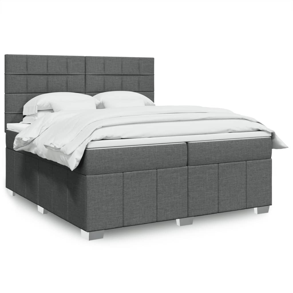 vidaXL Sommier à lattes de lit avec matelas Gris foncé 200x200cm Tissu