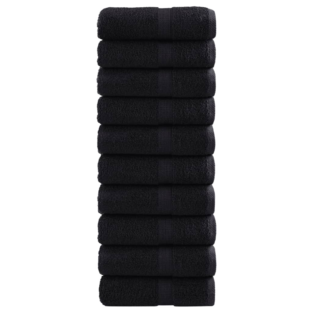 vidaXL Serviettes de visage de qualité supérieure SOLUND 10 pcs noir