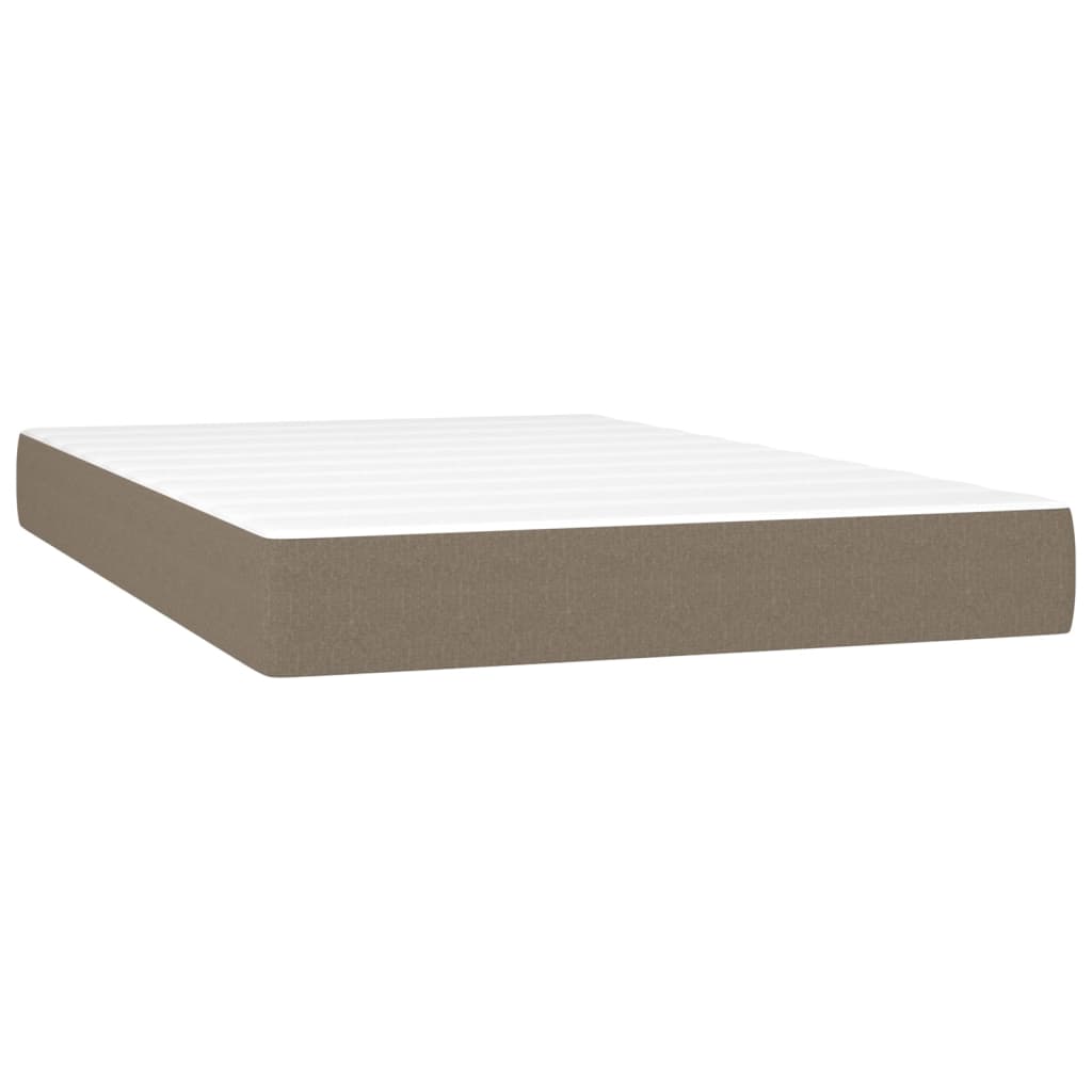 vidaXL Sommier à lattes de lit et matelas et LED Taupe 120x200cm Tissu