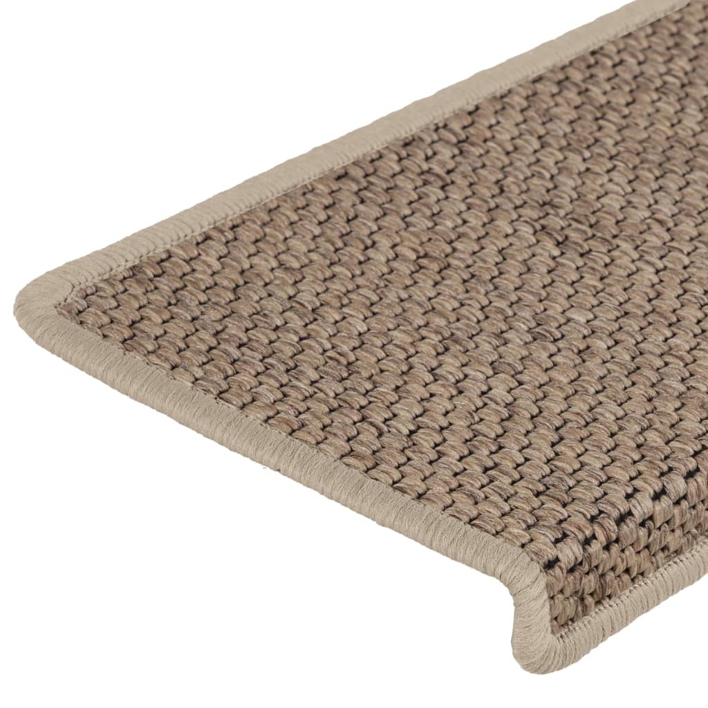 vidaXL Tapis d'escalier autocollants 15 pcs 65x21x4 cm Sable