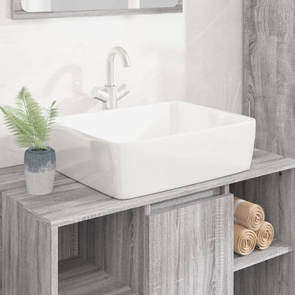 vidaXL Lavabo blanc 48x37x13 cm céramique rectangle