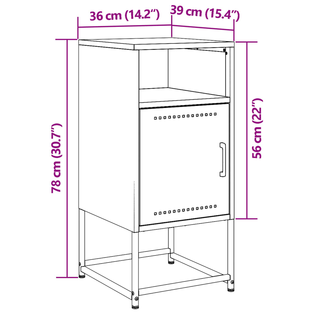 vidaXL Table de chevet rose 36x39x78 cm acier