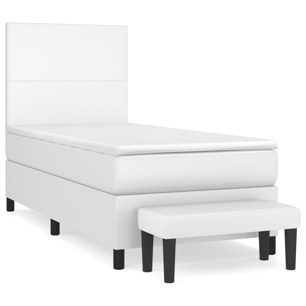 vidaXL Sommier à lattes de lit avec matelas Blanc 90x200 cm Similicuir