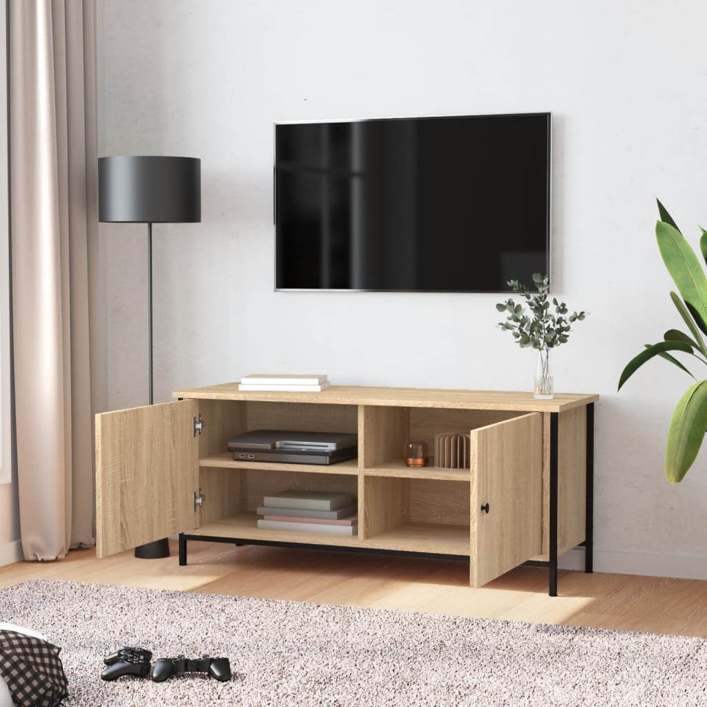 vidaXL Meuble TV avec portes chêne sonoma 102x35x45 cm bois ingénierie