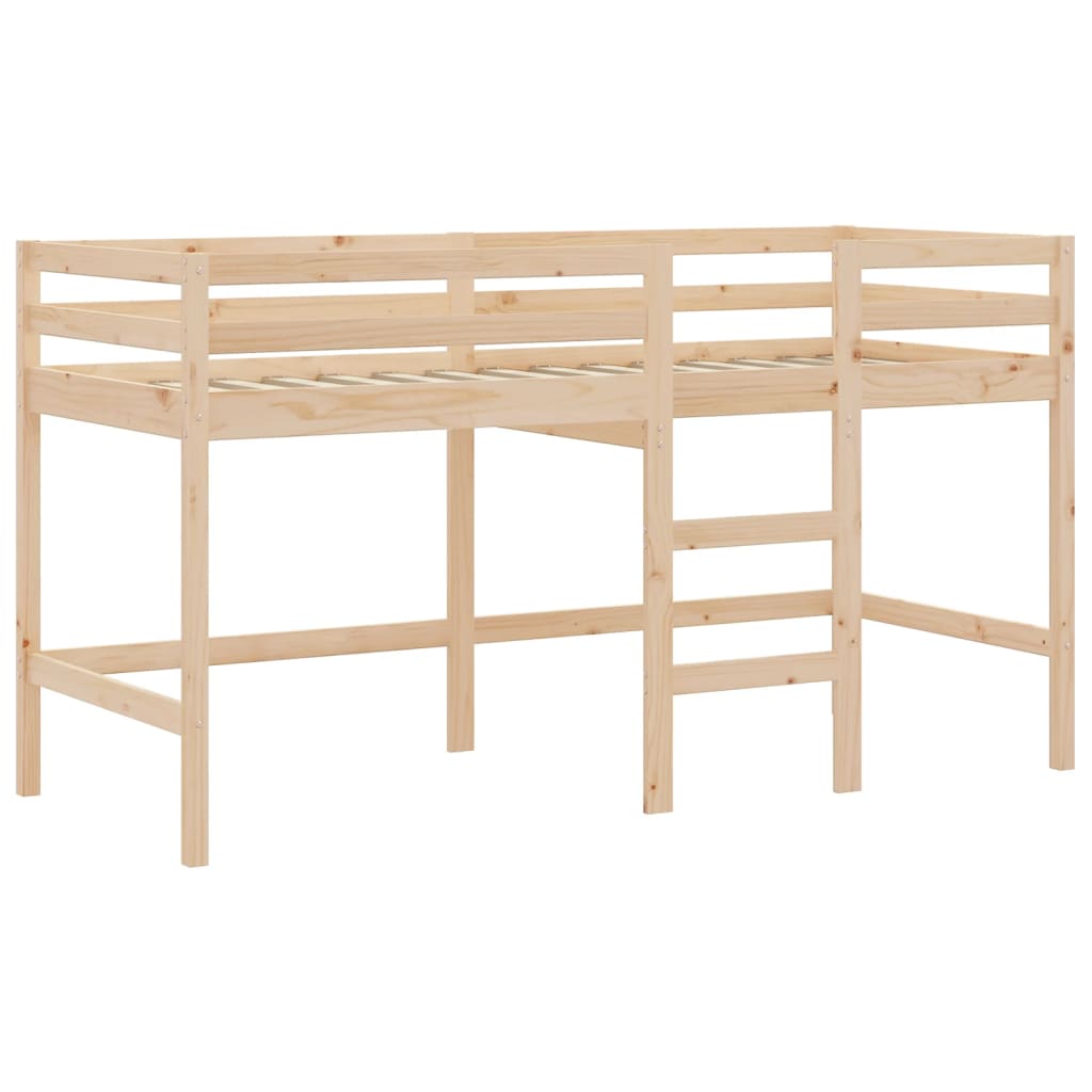 vidaXL Lit mezzanine enfants et rideaux bleu 80x200cm bois pin massif