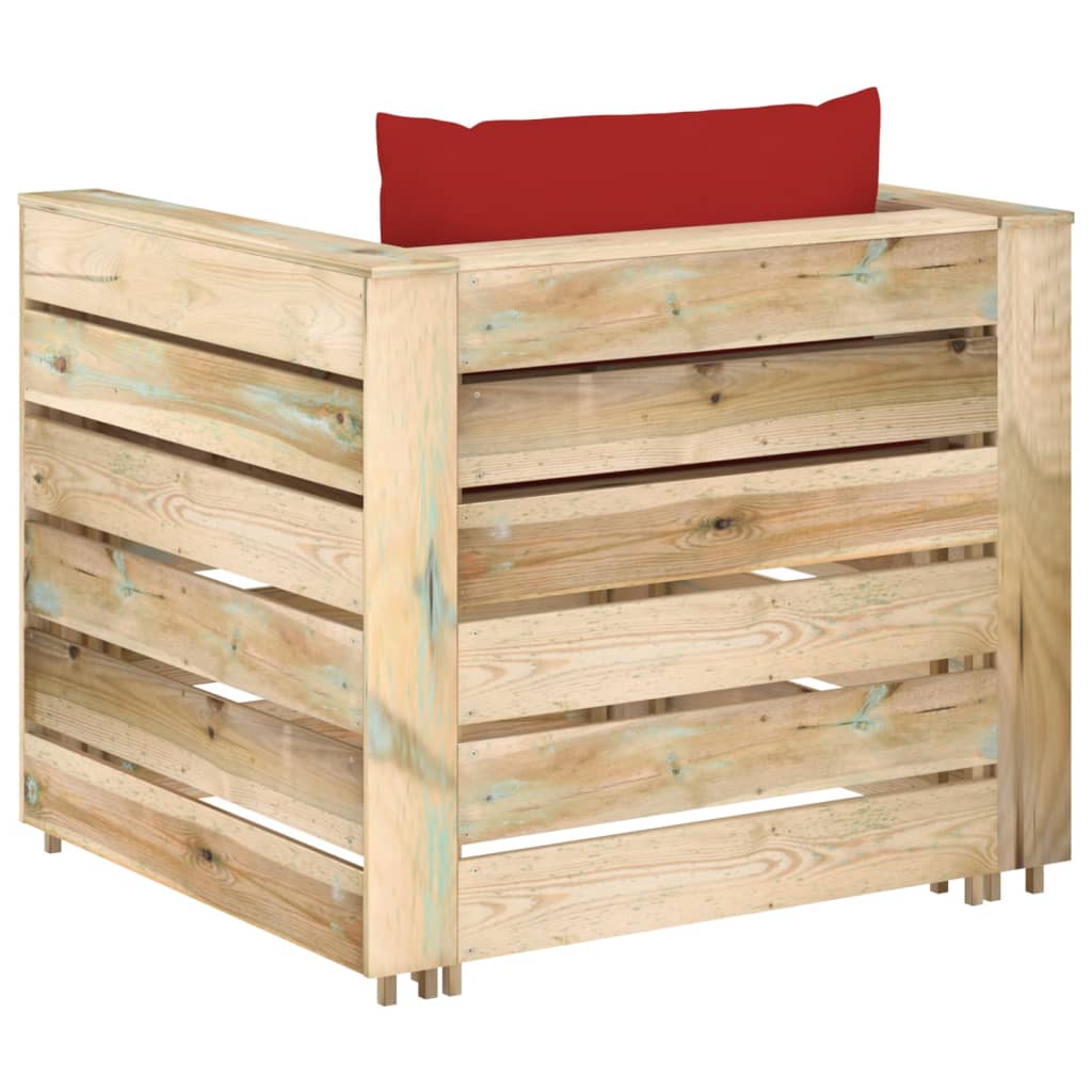 vidaXL Salon de jardin 2 pcs avec coussins Bois imprégné de vert