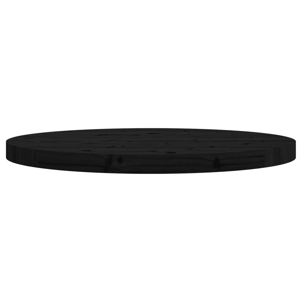 vidaXL Dessus de table rond noir Ø60x3 cm bois de pin massif