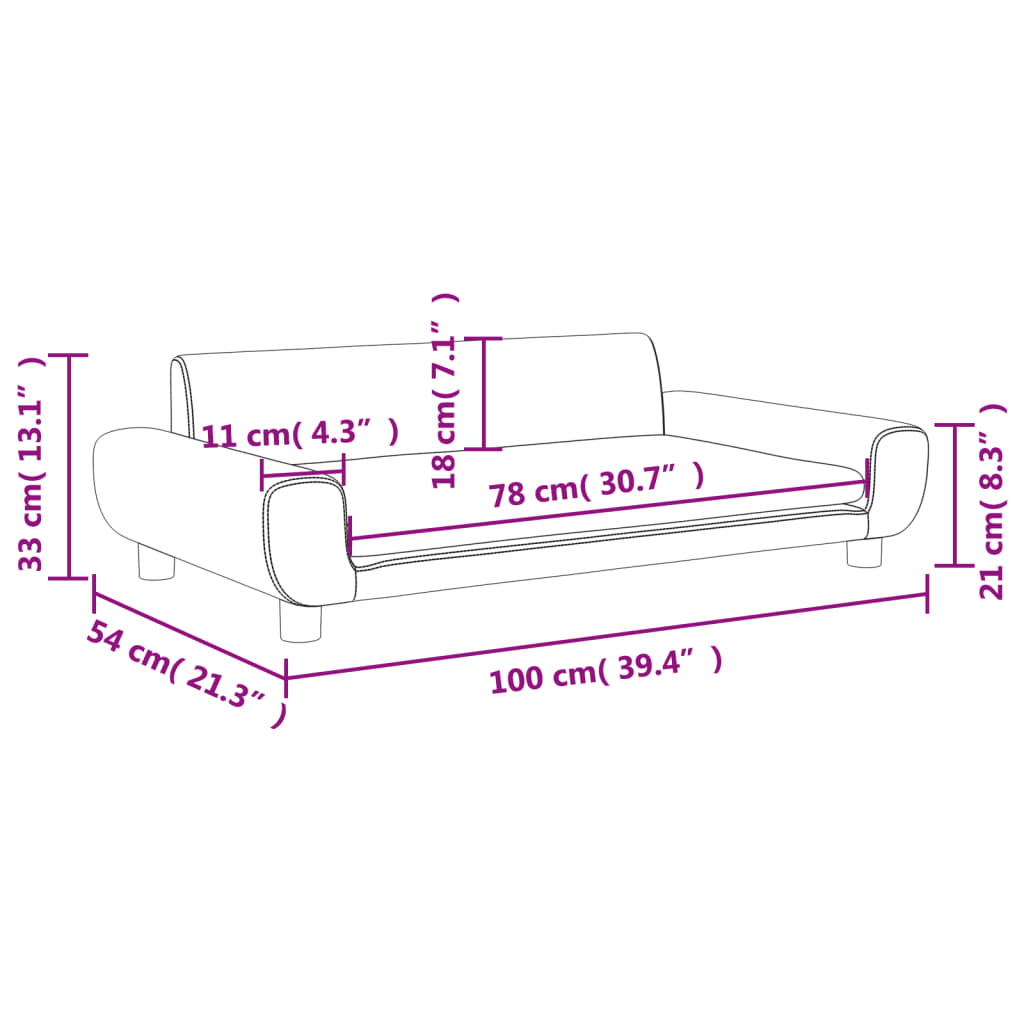 vidaXL Canapé pour enfants crème 100x54x33 cm velours