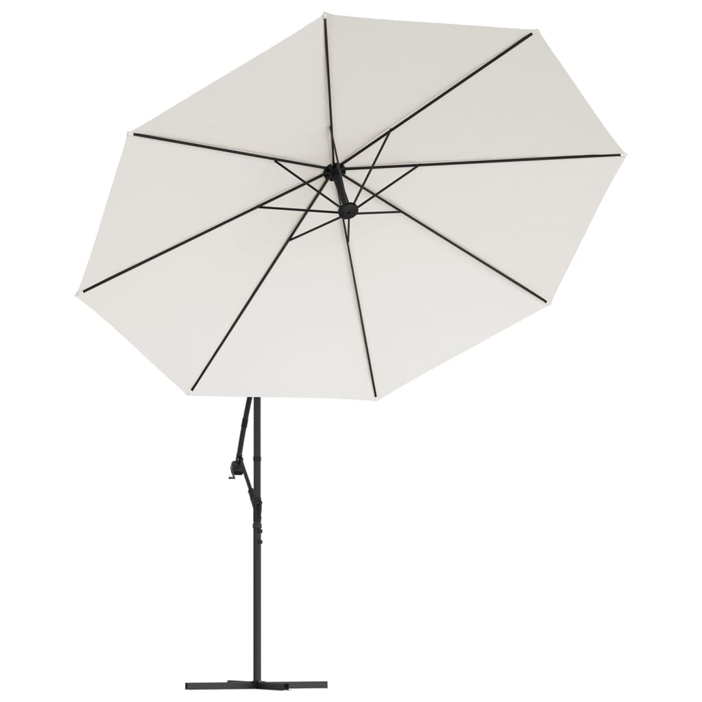 vidaXL Parasol de jardin en porte-à-feux et lumières LED mât en métal