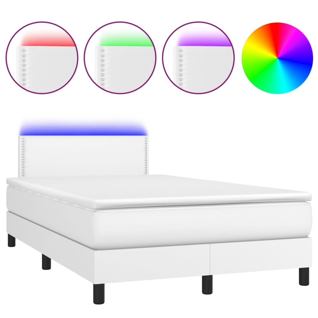 vidaXL Sommier à lattes de lit avec matelas et LED Blanc 120x200 cm