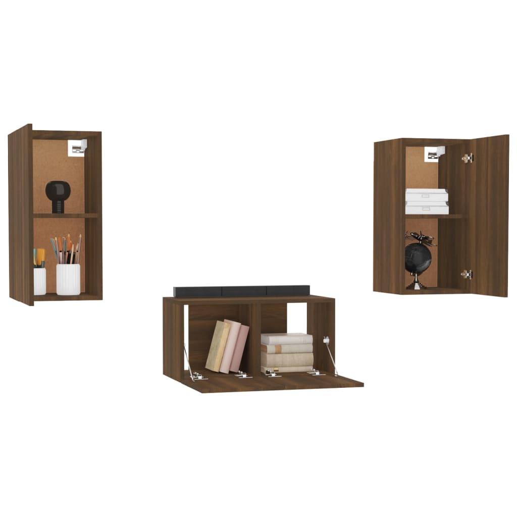 vidaXL Ensemble de meubles TV 3 pcs Chêne marron Bois d'ingénierie