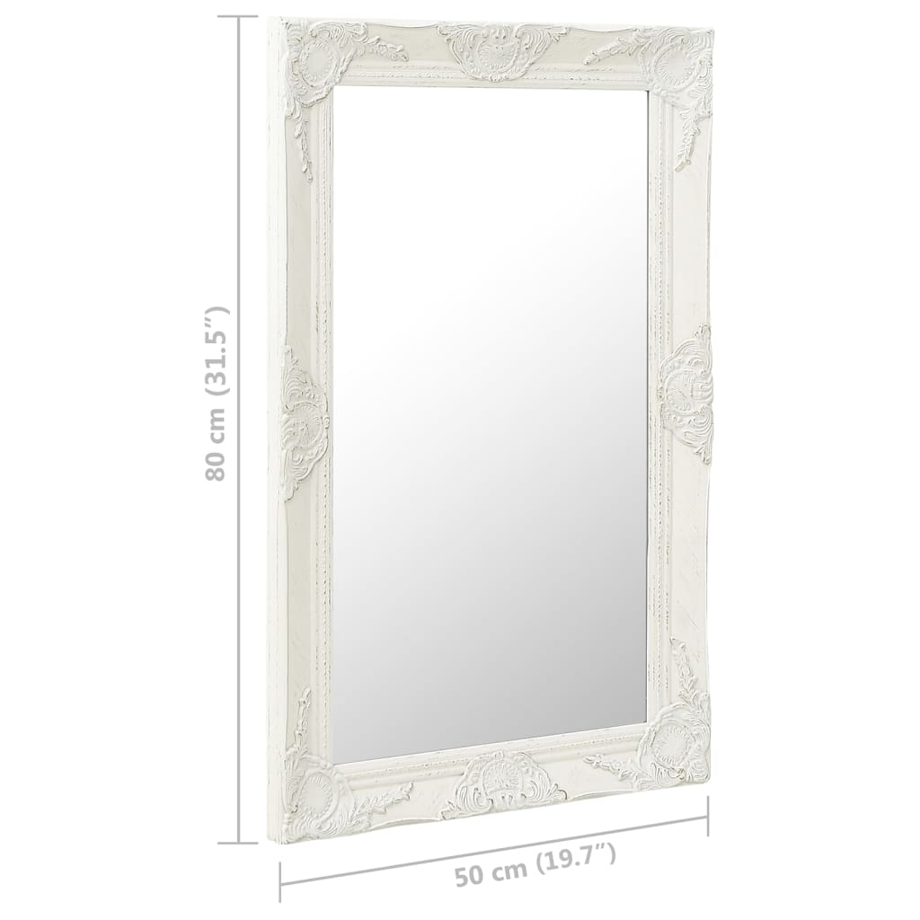 vidaXL Miroir mural style baroque 50x80 cm Blanc