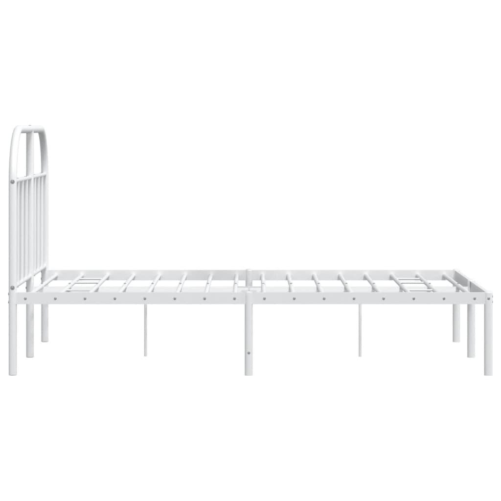 vidaXL Cadre de lit métal sans matelas et tête de lit blanc 135x190 cm