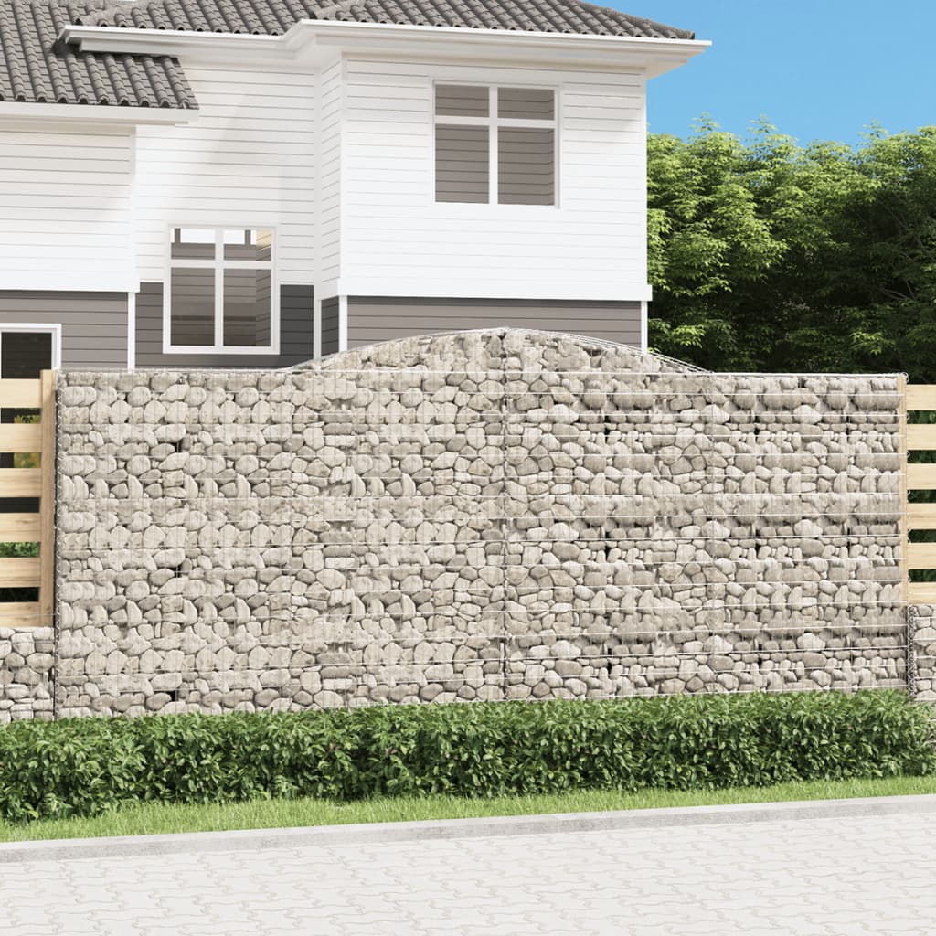 vidaXL Paniers à gabions arqués 2 pcs 400x30x180/200 cm Fer galvanisé