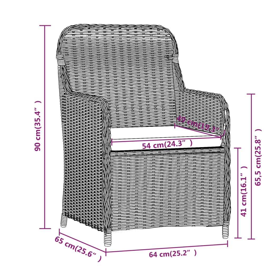 vidaXL Ensemble à manger de jardin avec coussins 9 pcs marron